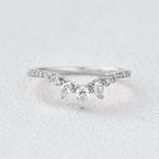 0.18 TCW Pear Moissanite Curved Pave Stacking Wedding Band