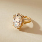 4 CT Oval Cut Double Bezel Solitaire Moissanite Engagement Ring