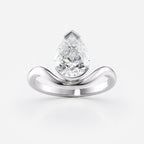 2 CT Pear Cut Half Bezel Floating Solitaire Moissanite Engagement Ring