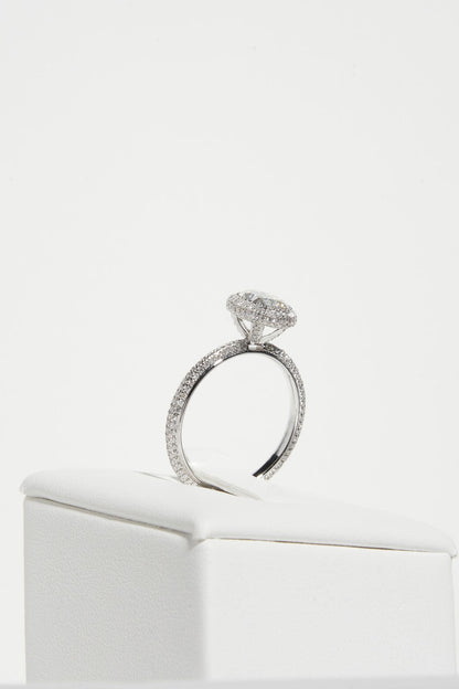 1.5 CT - 2.5 CT Oval Cut Halo & Pave Moissanite Engagement Ring