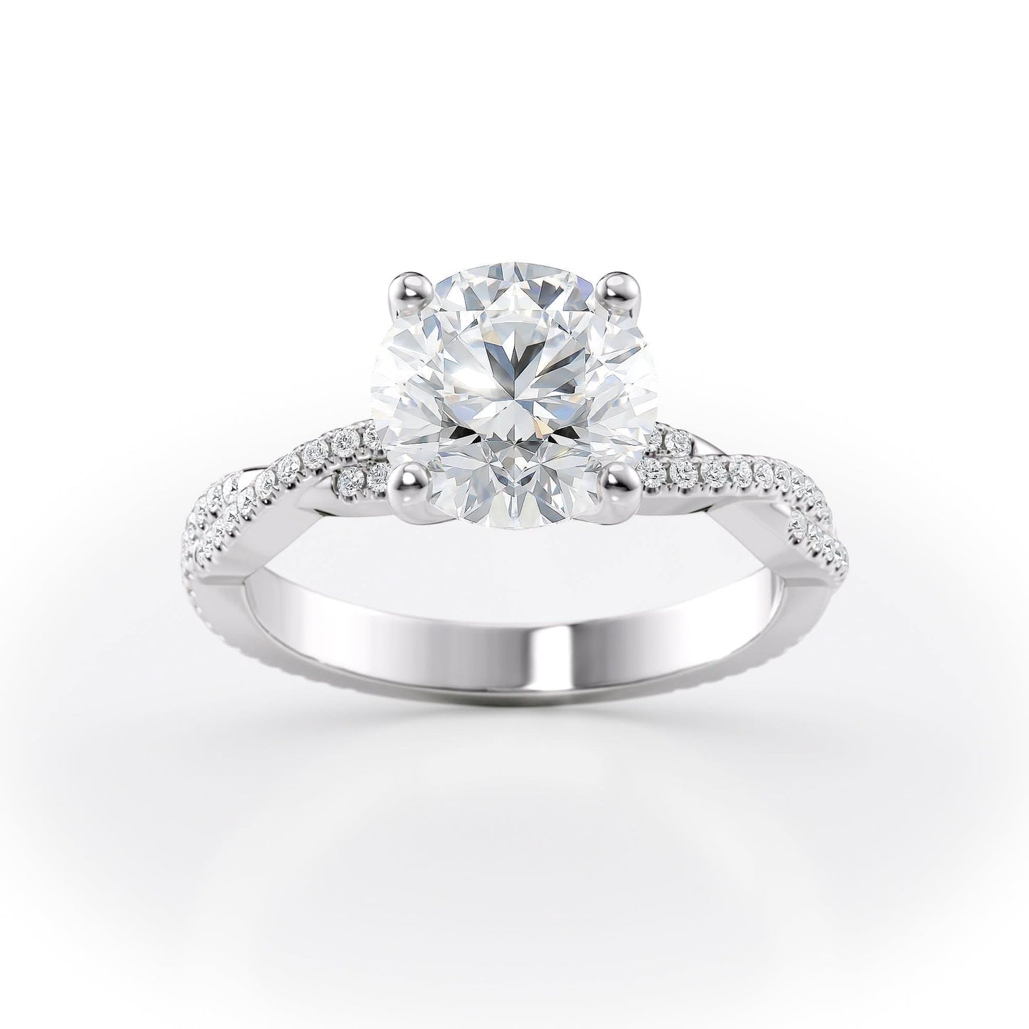 2 CT Round Cut Twisted Pave Moissanite Engagement Ring