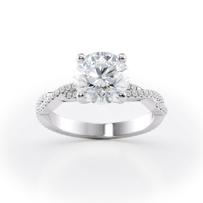 2 CT Round Cut Twisted Pave Moissanite Engagement Ring