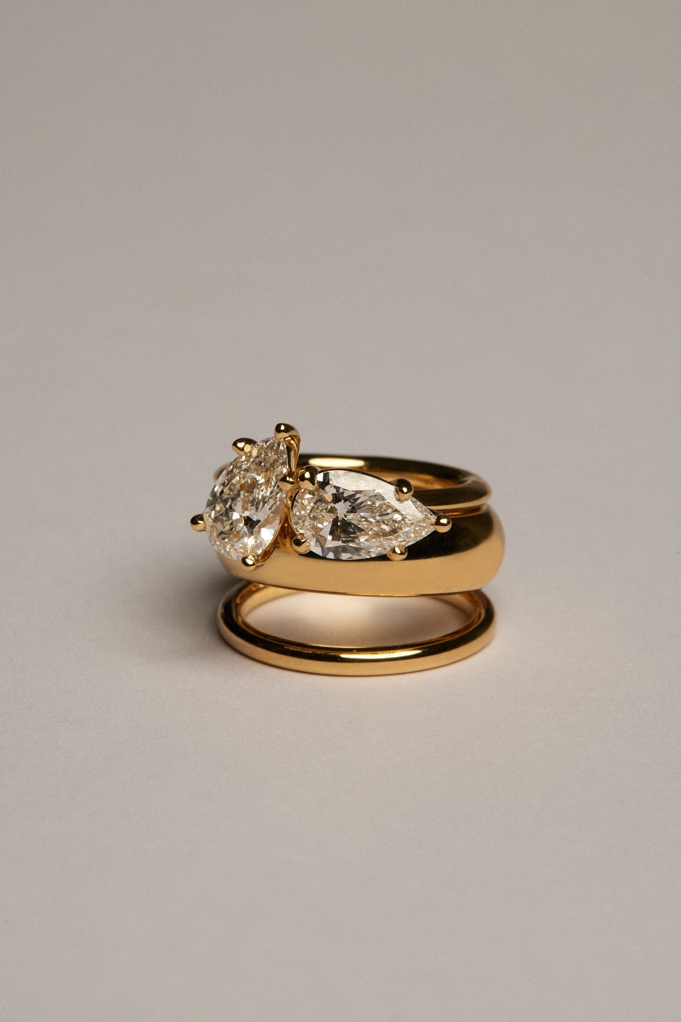 2.4 TCW Pear & Oval Cut Lab grown Diamond Two Stone Engagement Ring