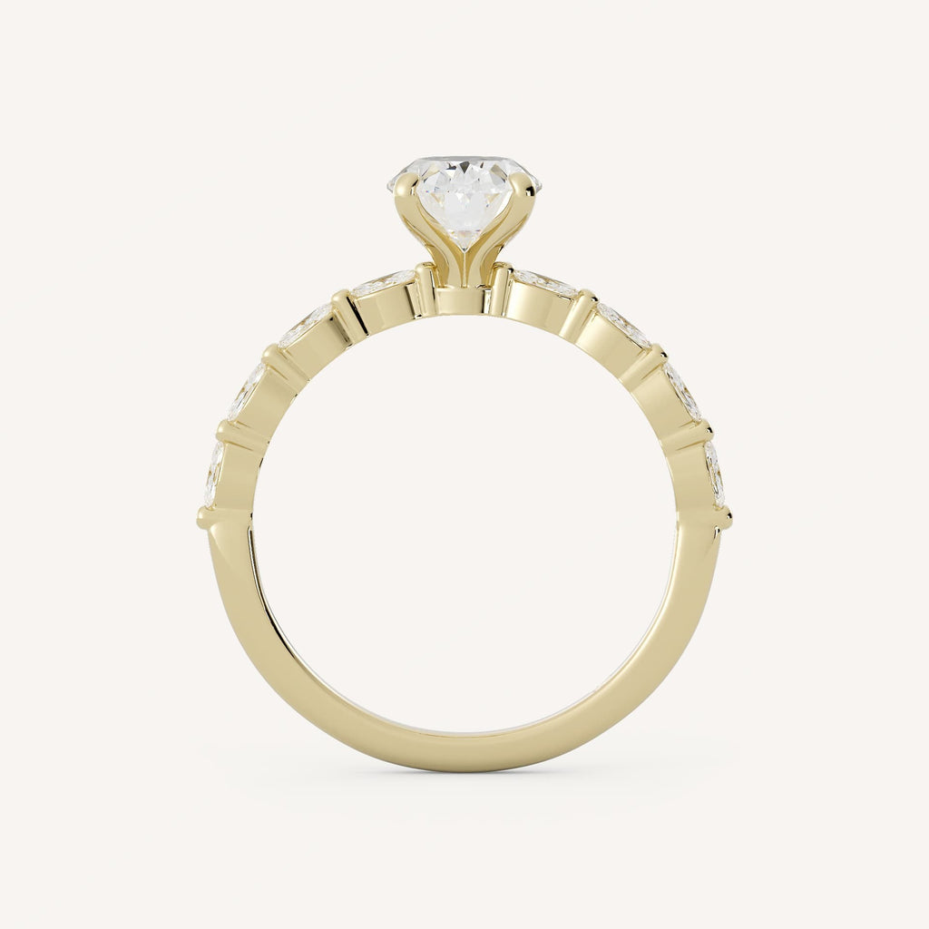 1 CT - 2 CT Oval Cut Lab grown Diamond Side Stones Engagement Ring