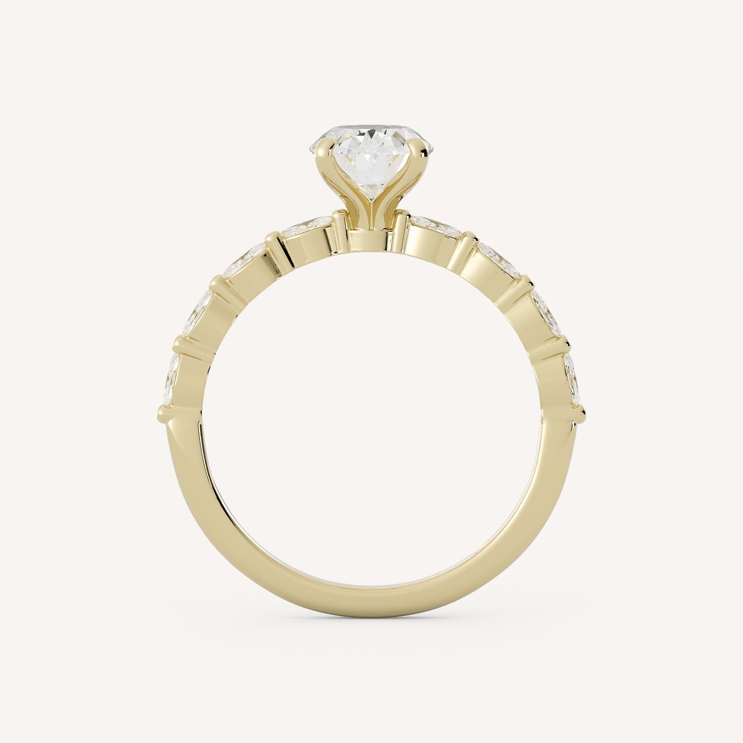 1 CT - 2 CT Oval Cut Lab grown Diamond Side Stones Engagement Ring