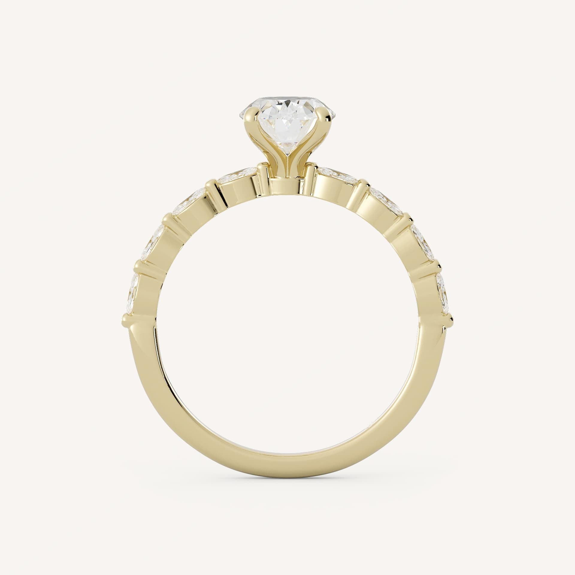 1 CT - 2 CT Oval Cut Lab grown Diamond Side Stones Engagement Ring