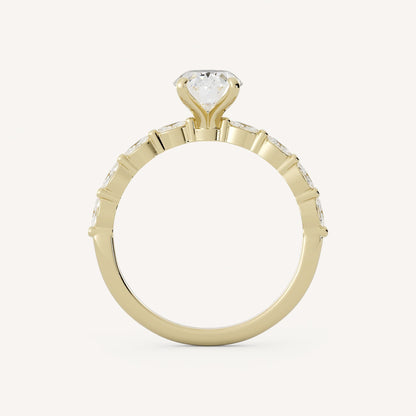 1 CT - 2 CT Oval Cut Lab grown Diamond Side Stones Engagement Ring