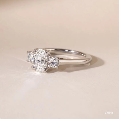 1 CT Oval Cut Three Stone Moissanite Engagement Ring