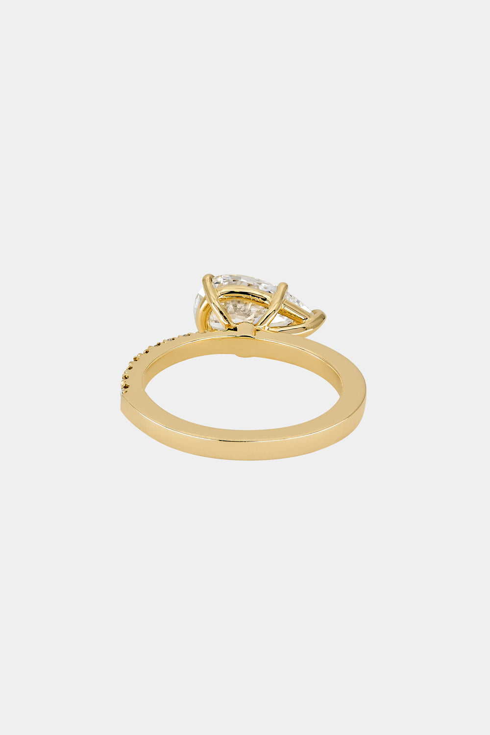2 CT Pear Cut Lab grown Diamond Half Pave Engagement Ring