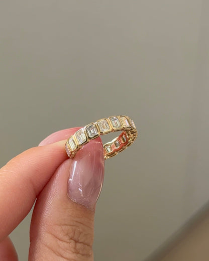 1.95 TCW Emerald CVD Diamond Bezel Eternity Wedding Band