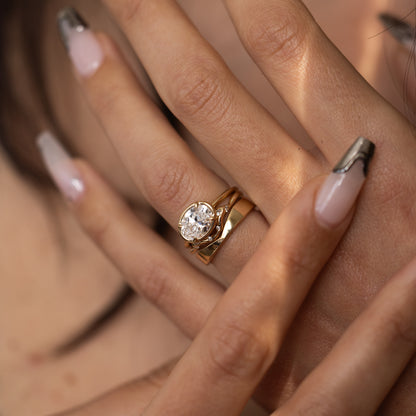 1.82 CT - 2.82 CT Oval Cut Lab grown Diamond Solitaire Bezel Setting Engagement Ring