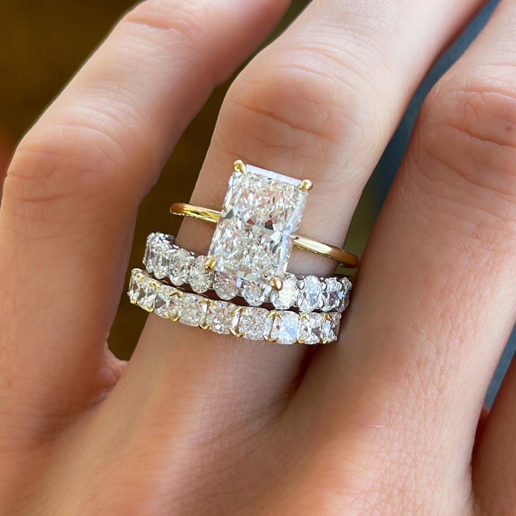 1.4 TCW Radiant CVD Diamond Petite Shared Prong Wedding Band