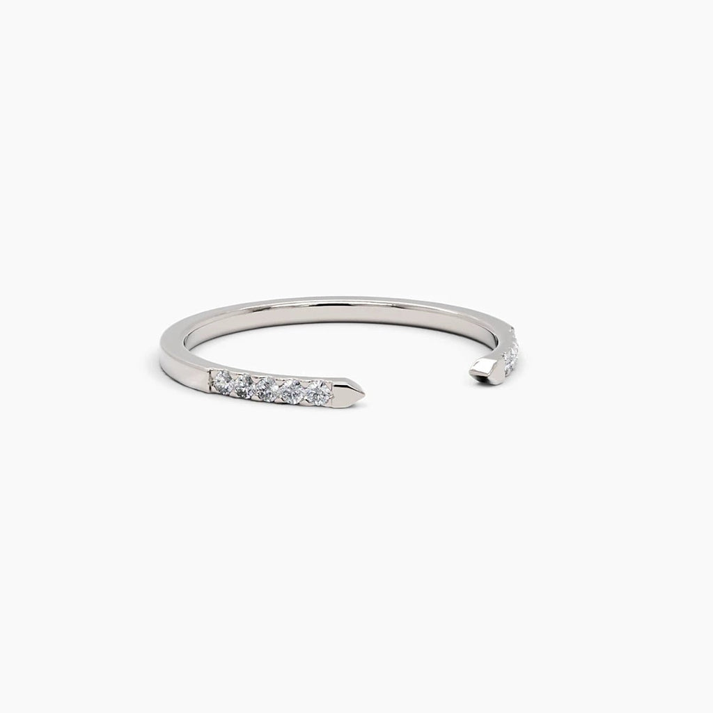 0.08 TCW Round Moissanite Open Cuff Wedding Band