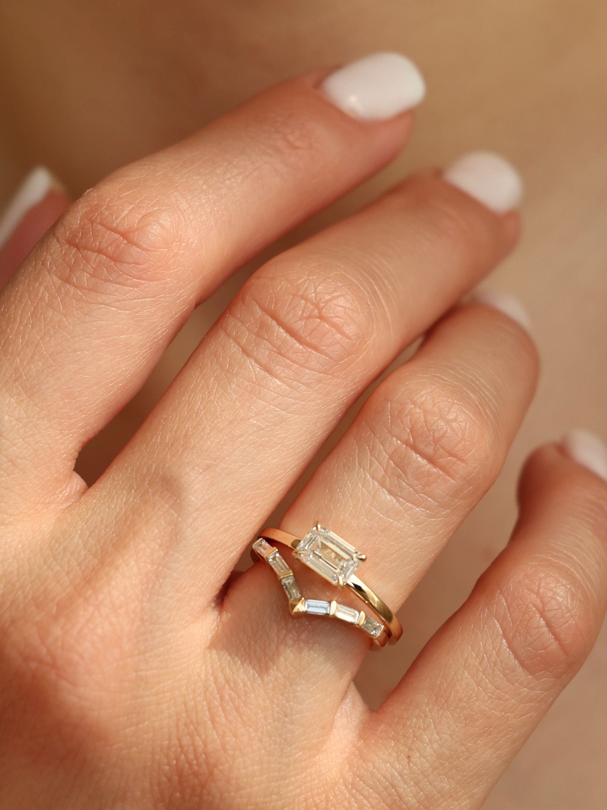 1 CT - 3 CT East-West Emerald Cut Lab grown Diamond Solitaire Engagement Ring