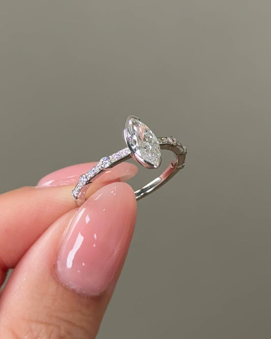 Marquise Cut Lab grown Diamond Bezel Style Engagement Ring