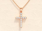0.22 TCW Round Moissanite Diamond Cross Pendant Necklace