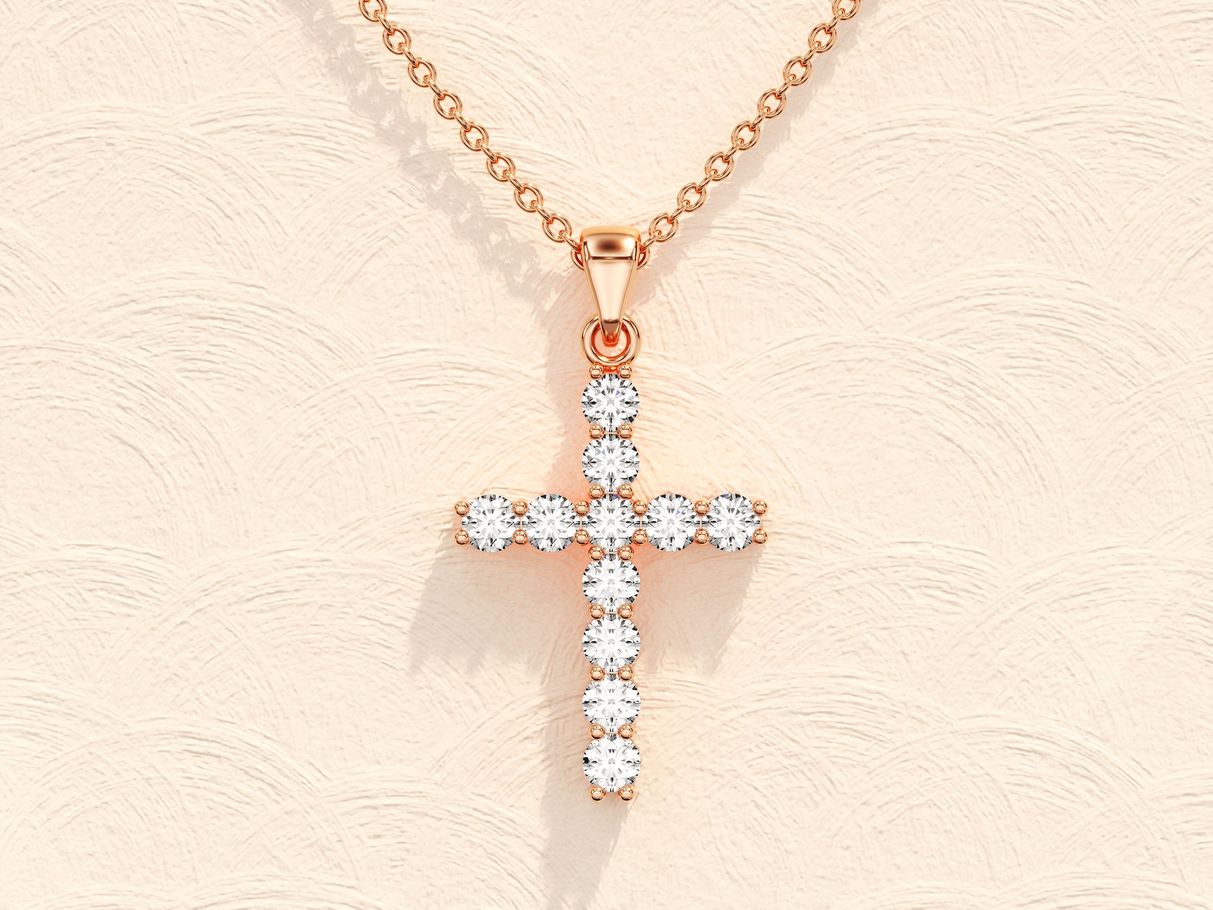 0.22 TCW Round Moissanite Diamond Cross Pendant Necklace