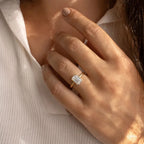 1.2 CT - 1.5 CT Emerald Cut Half Bezel Solitaire Moissanite Engagement Ring