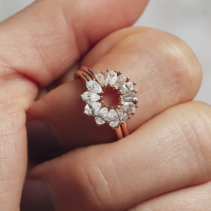 0.6 TCW Multi Shape CVD Diamond Fan Curved Wedding Band