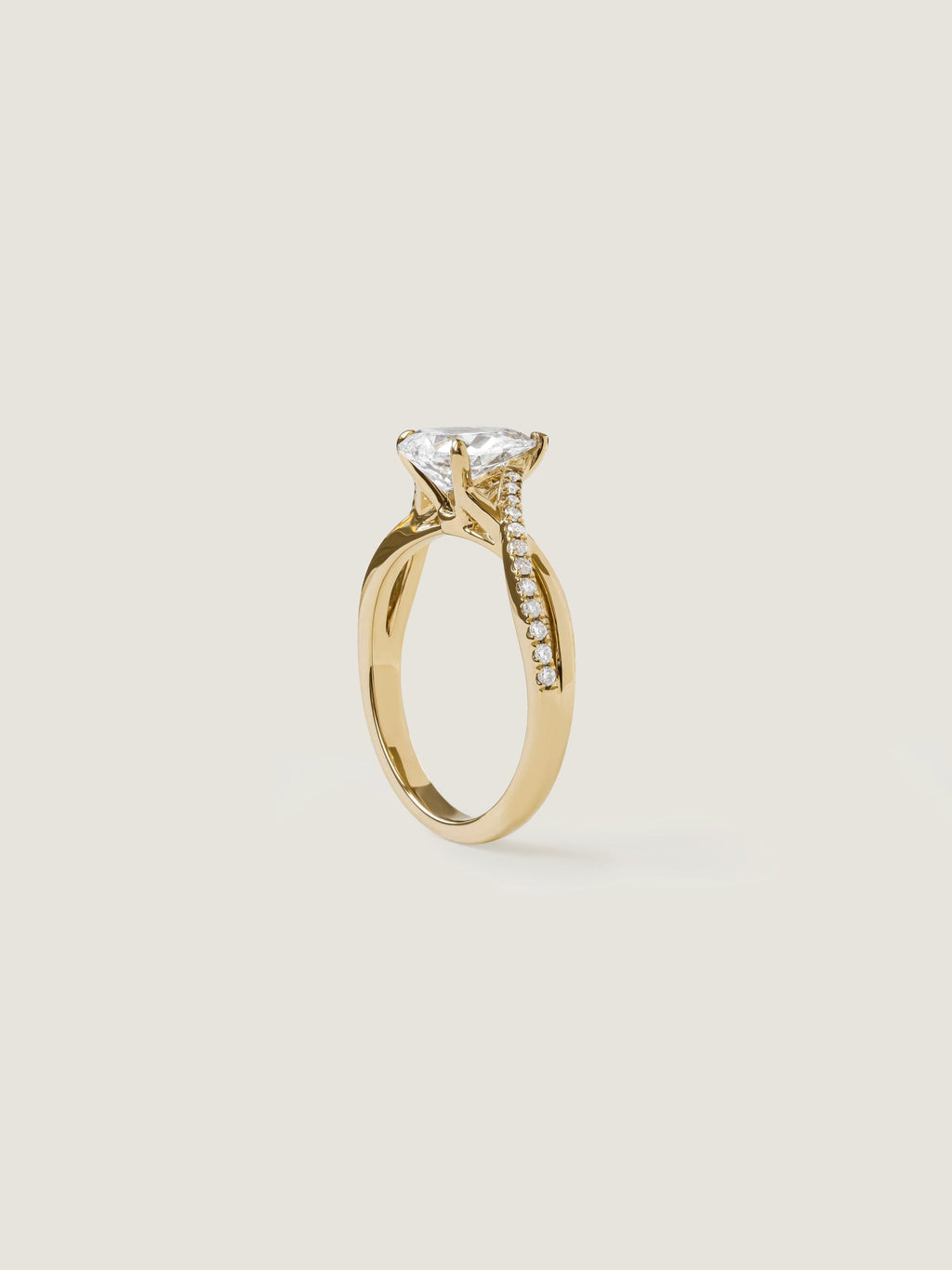 1 CT - 2 CT Pear Cut Lab grown Diamond Twisted Pave Setting Engagement Ring