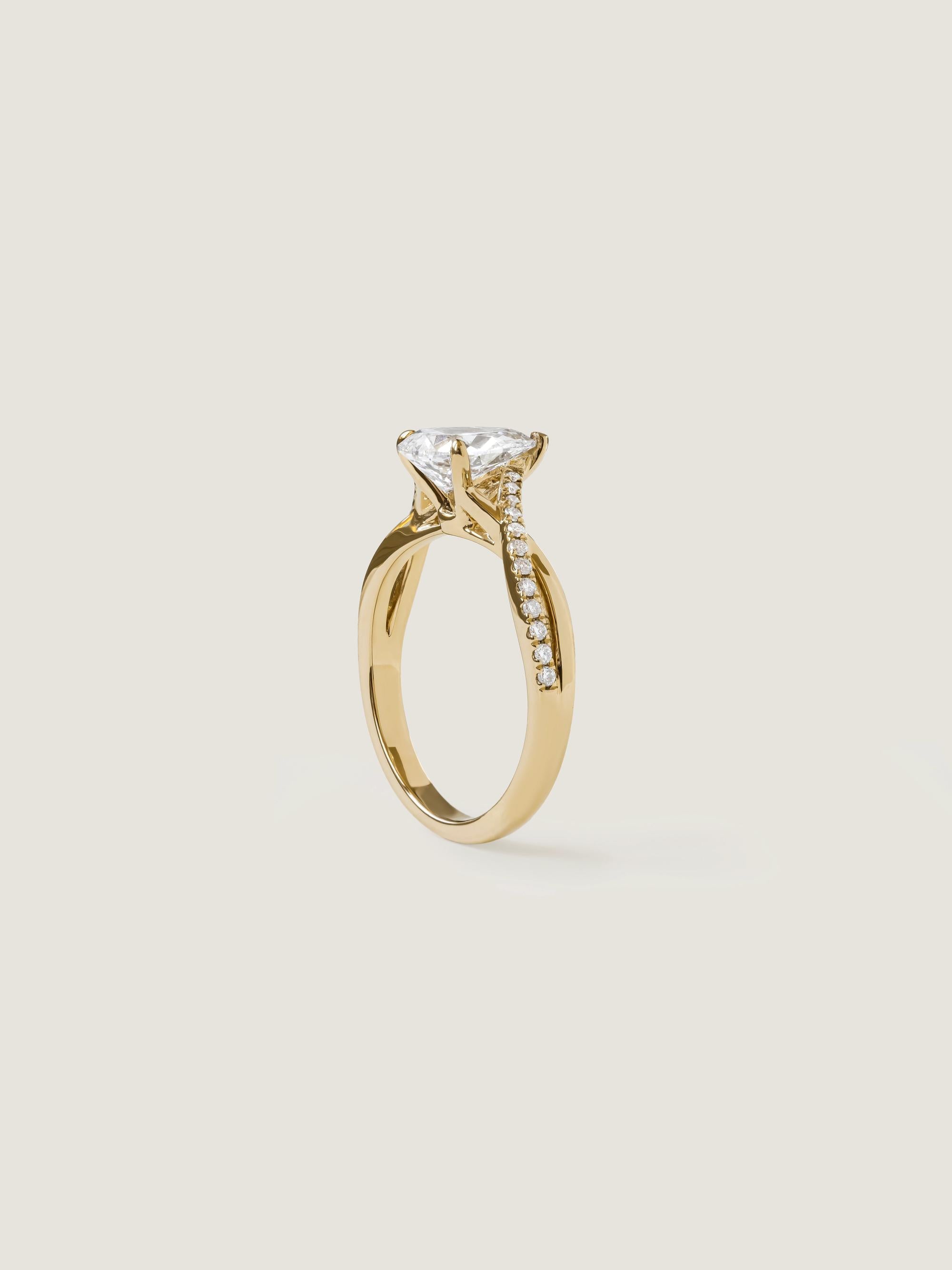 1 CT - 2 CT Pear Cut Lab grown Diamond Twisted Pave Setting Engagement Ring