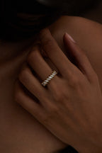 0.99 TCW Marquise Moissanite Half Eternity Wedding Band