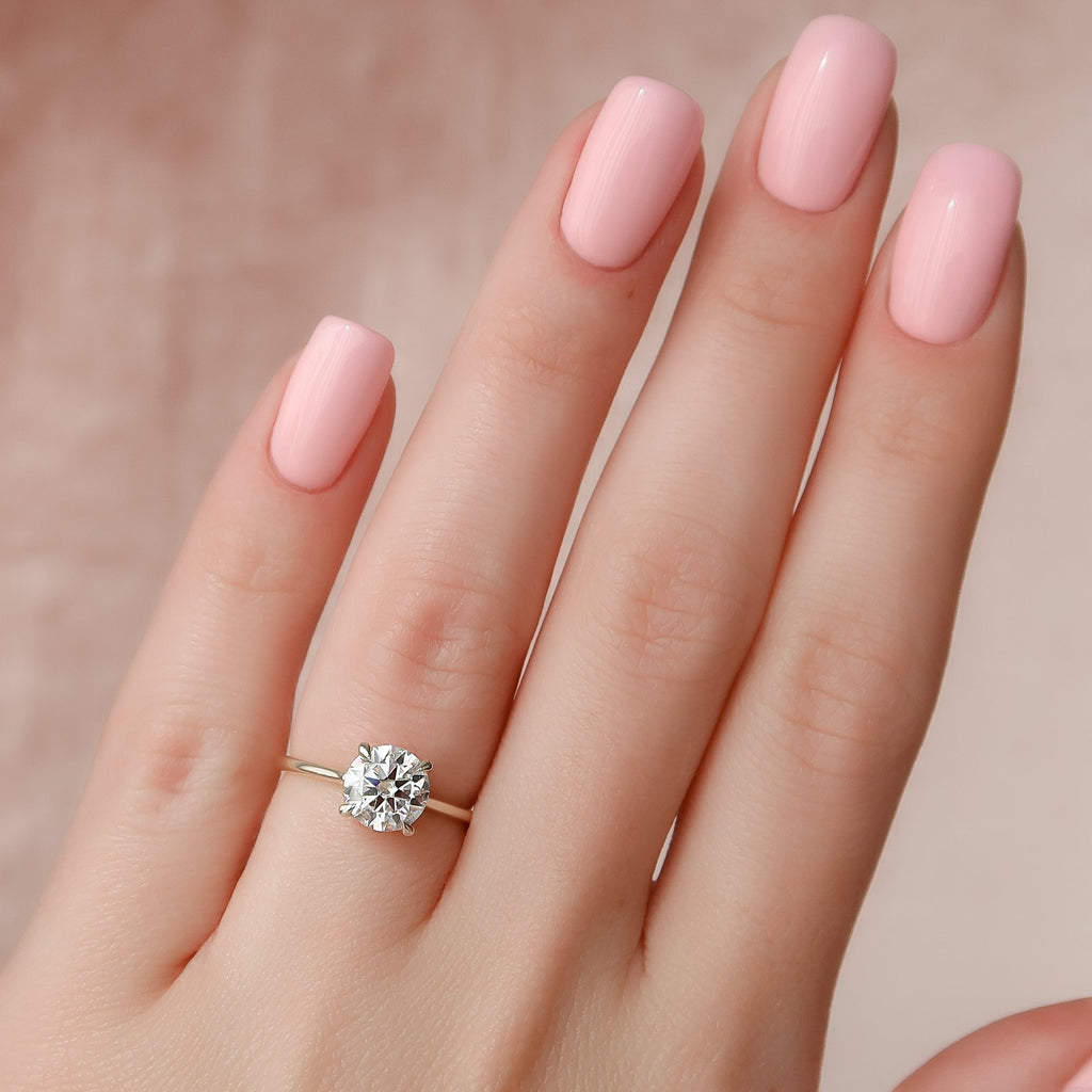 1.5 CT - 2 CT Round Cut Hidden Halo Moissanite Engagement Ring