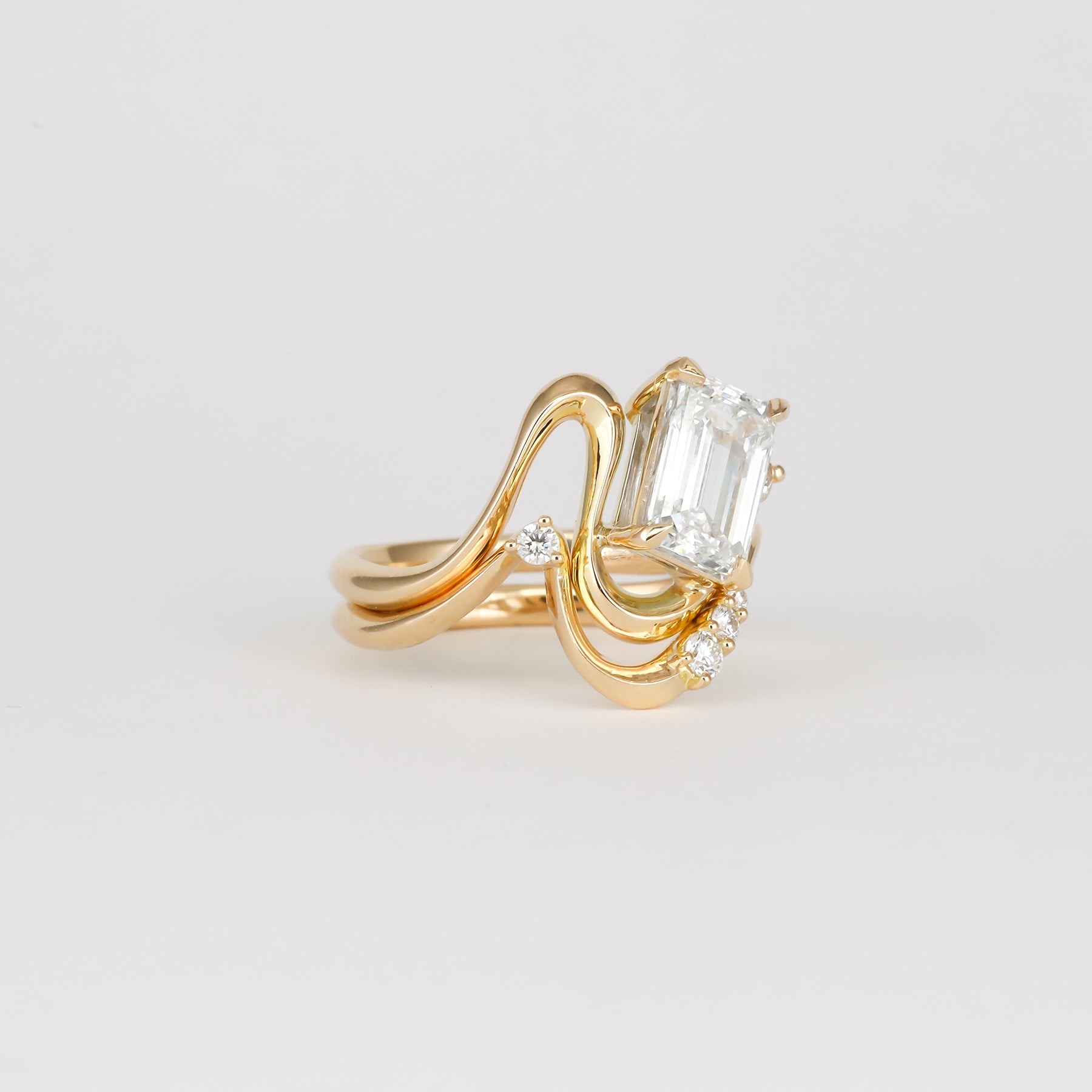 1.92 CT - 2.92 CT Emerald Cut Lab grown Diamond Side Stone Unique Engagement Ring