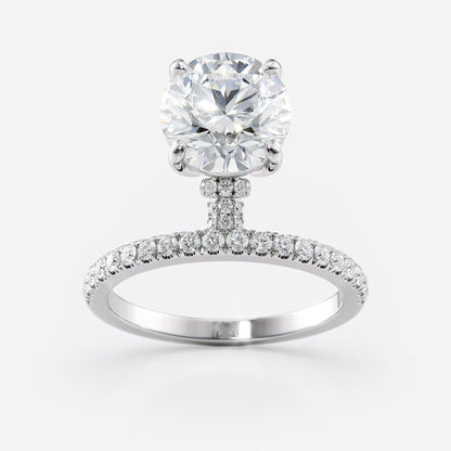1.5 CT - 2.5 CT Round Cut Hidden Halo & Dainty Pave Moissanite Engagement Ring