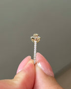 0.54 TCW Pear & Round CVD Diamond Bezel with Open Cuff Wedding Band