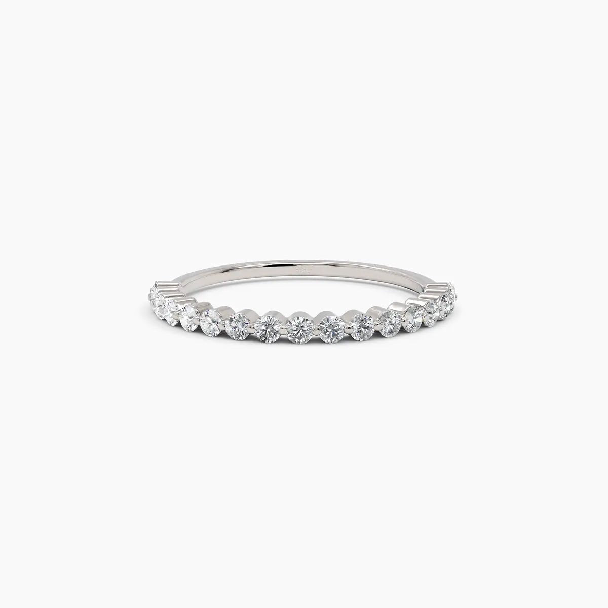 0.42 TCW Round Moissanite Half Eternity Wedding Band