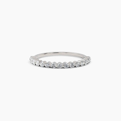 0.42 TCW Round Moissanite Half Eternity Wedding Band