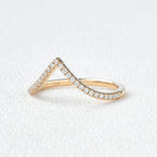 0.15 TCW Round Moissanite Chevron Pave Stacking Wedding Band