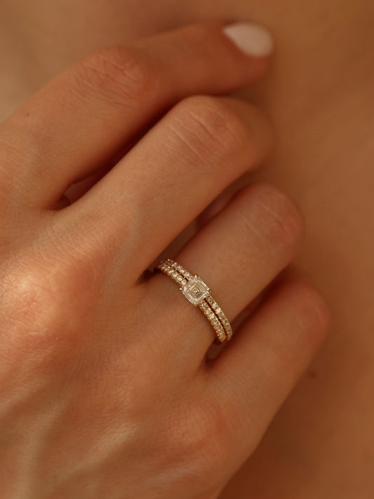 0.50 CT - 2.50 CT Asscher Cut Lab grown Diamond Pave Engagement Ring