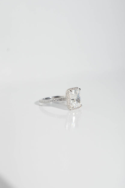 2.5 CT - 3.5 CT Radiant Cut Halo & Pave Moissanite Engagement Ring