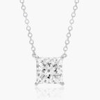 0.25 - 3.00 CT Princess Cut Moissanite Diamond Solitaire Necklace