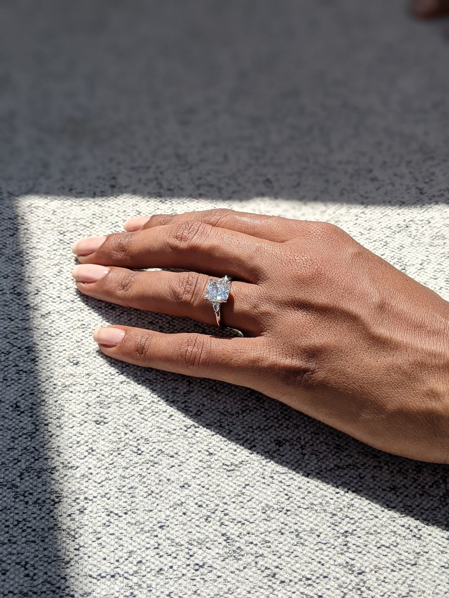 3 CT Cushion Cut Three Stone Moissanite Engagement Ring