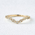 0.12 TCW Round Moissanite Milgrain V-Shape Pave Style Wedding Band