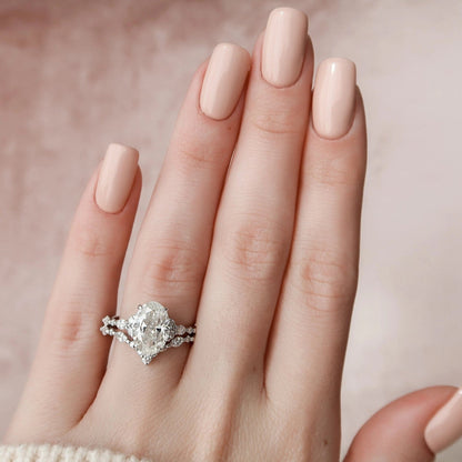 3.0 CT Oval Cut  Moissanite Half Eternity Bridal Set