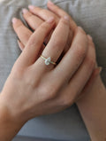 0.77 CT Pear Cut Pave Moissanite Engagement Ring