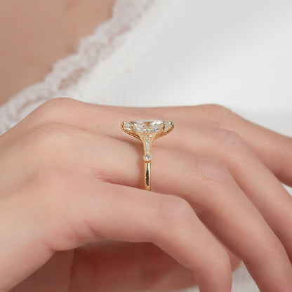 2 CT - 2.5 CT Marquise Cut Art Deco Style Moissanite Engagement Ring
