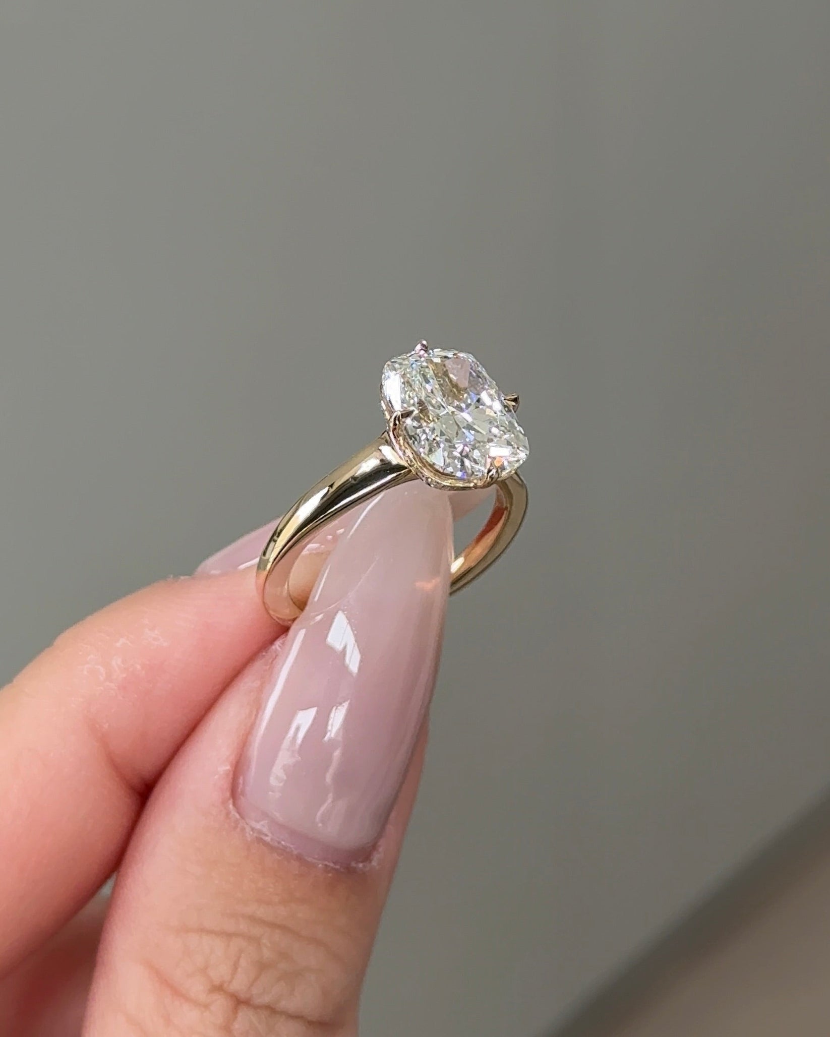 3.10 CT Cushion Cut Lab grown Diamond Hidden Halo Engagement Ring