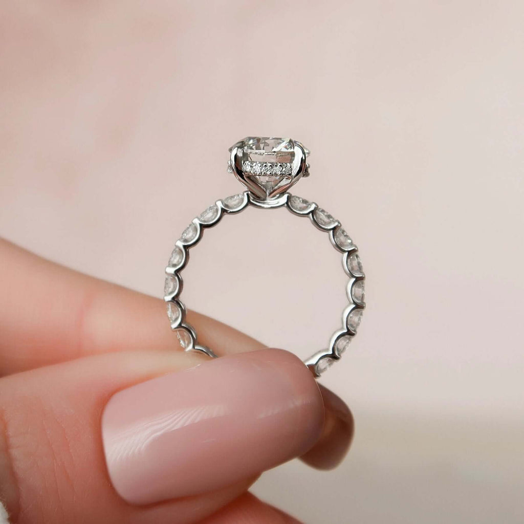 2.5 CT Round Cut Hidden Halo Moissanite Eternity Bridal Set