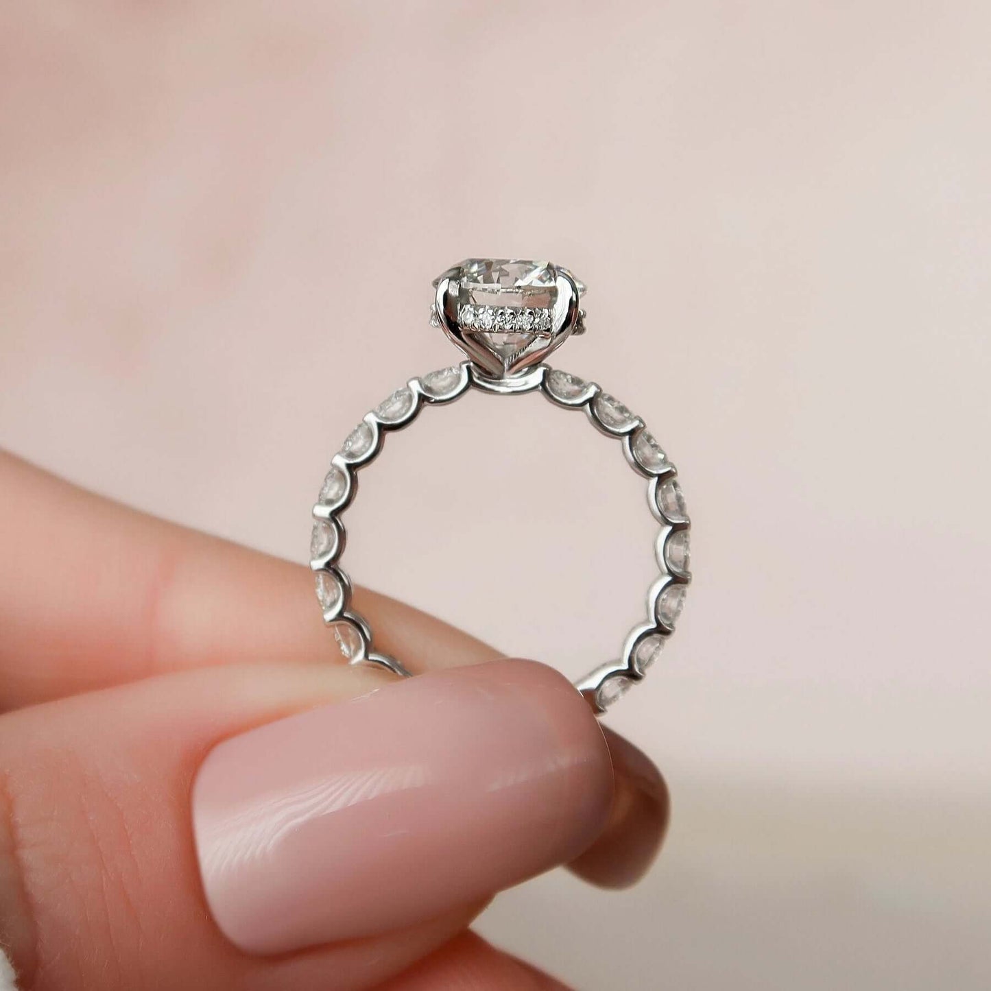 2.5 CT Round Cut Hidden Halo Moissanite Eternity Bridal Set