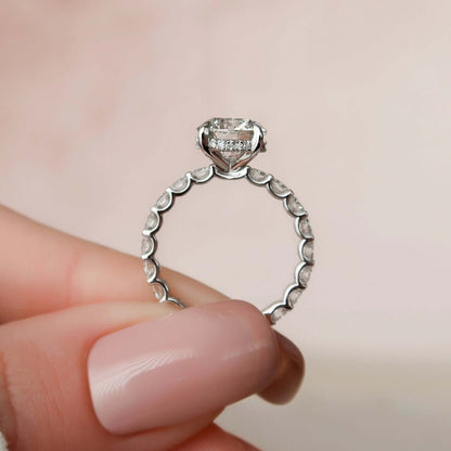 2.5 CT Round Cut Hidden Halo Moissanite Eternity Bridal Set