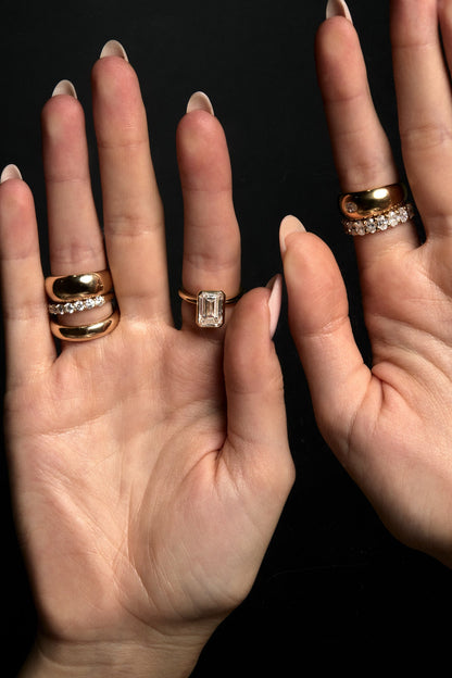 2.11 CT - 4.11 CT Emerald Cut Lab grown Diamond Bezel Solitaire Engagement Ring