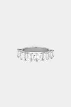 1.1 TCW Emerald Moissanite Half Eternity Wedding Band