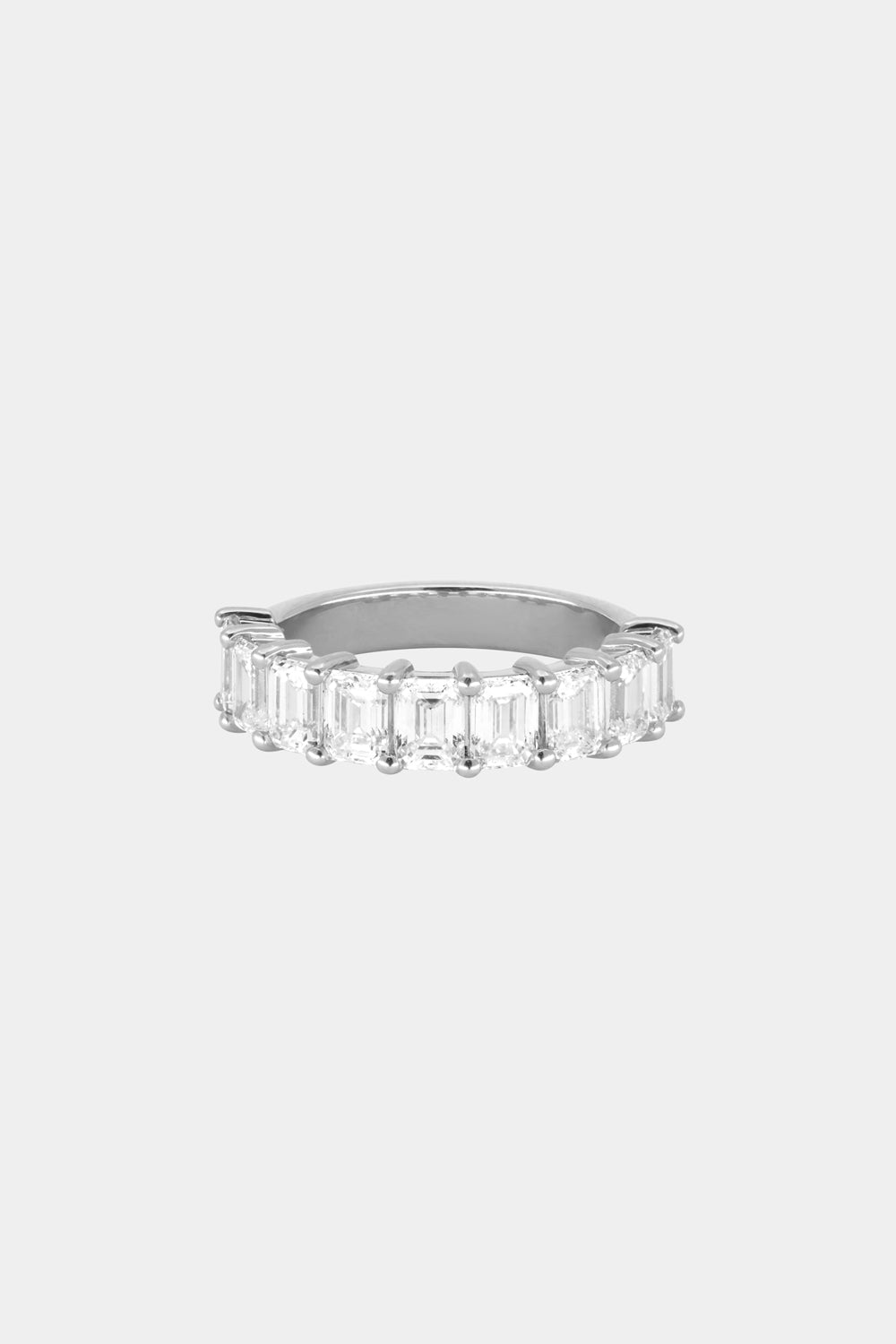 1.1 TCW Emerald Moissanite Half Eternity Wedding Band