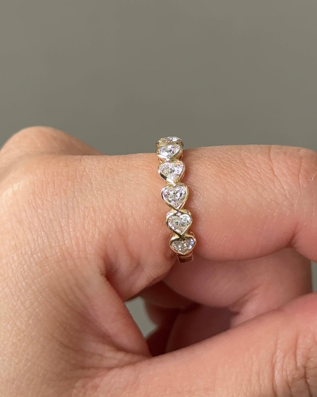 1.7 TCW Heart CVD Diamond Half Eternity with Bezel Wedding Band