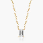 0.25 - 3.00 CT Emerald Cut Moissanite Diamond Solitaire Necklace